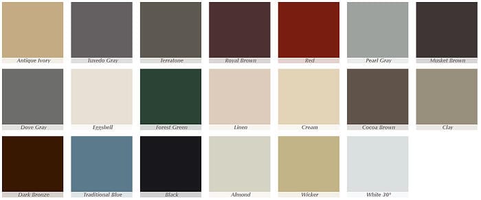 Aluminum raingutter color options