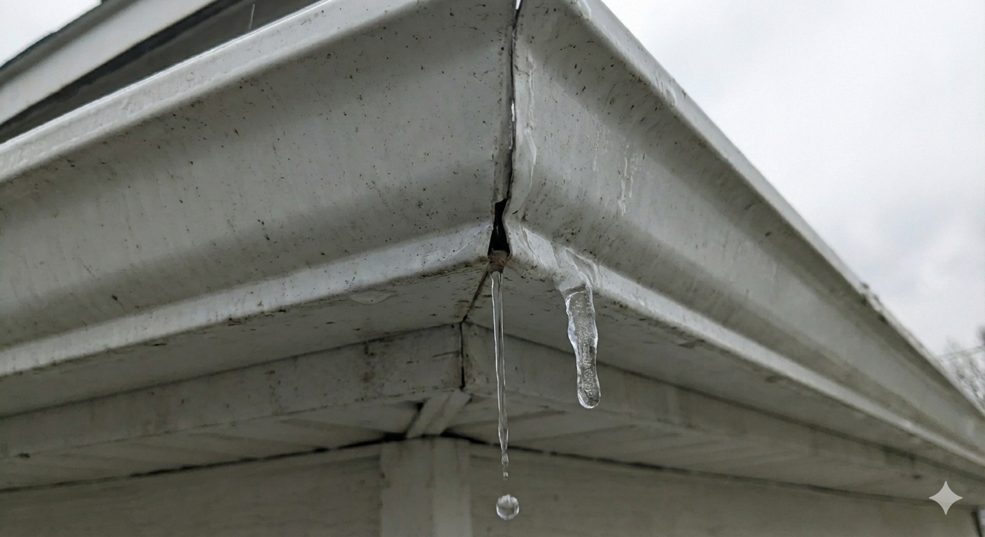 Illustration of common gutter leak points